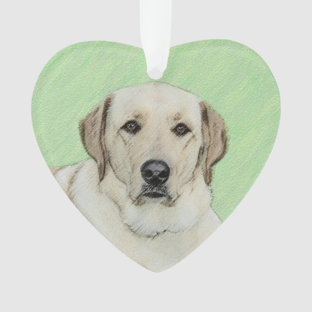 Yellow Labrador Retriever & Tennis Balls Painting Ornament (Front)