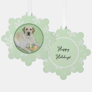 Yellow Labrador Retriever & Tennis Balls Painting Ornament Card
