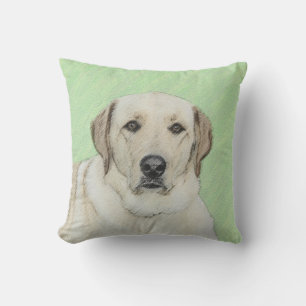 Yellow Labrador Retriever & Tennis Balls Painting Outdoor Pillow