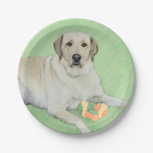 Yellow Labrador Retriever & Tennis Balls Painting Paper Plate
