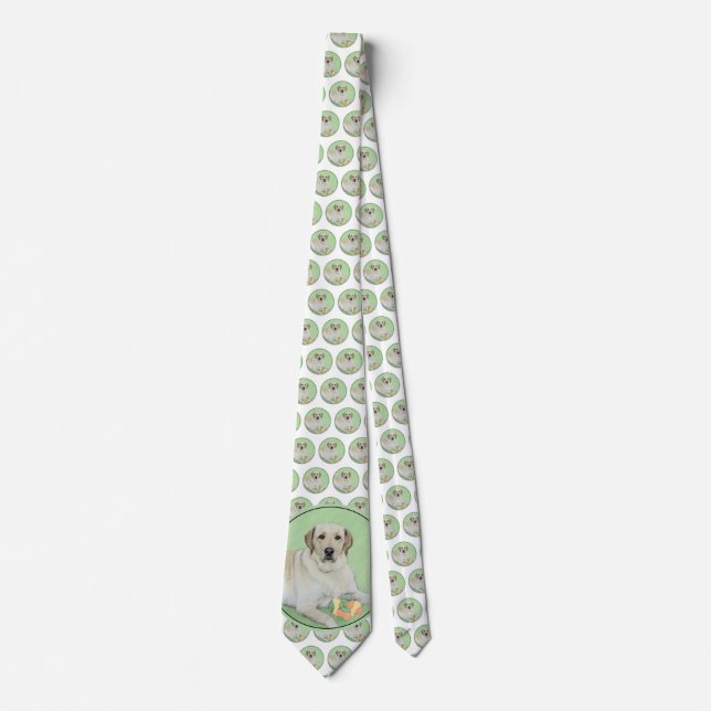 Yellow Labrador Retriever & Tennis Balls Painting Tie (Front)