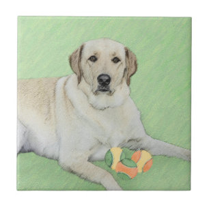 Yellow Labrador Retriever & Tennis Balls Painting Tile
