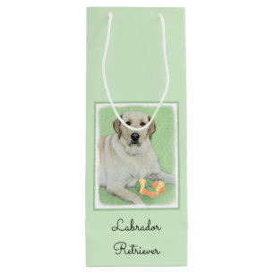 Yellow Labrador Retriever & Tennis Balls Painting Wine Gift Bag