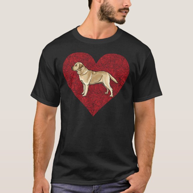 Yellow Labrador Retriever Valentines Day Love Fing T-Shirt (Front)
