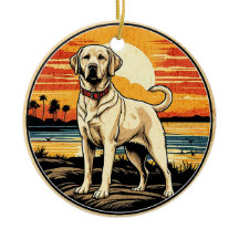 Yellow Labrador Retriever Vintage Sunset Dog Lover