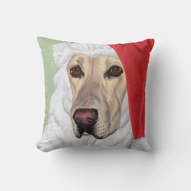 Yellow Labrador Santa Pillow (Front)