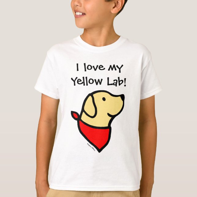 Yellow Labrador & Scarf Cartoon T-Shirt (Front)