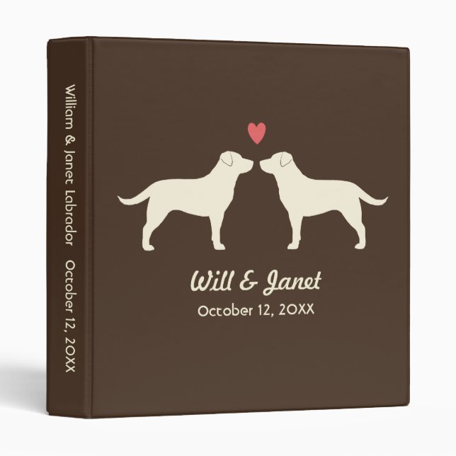 Yellow Labrador Silhouettes with Heart and Text Binder (Front/Spine)