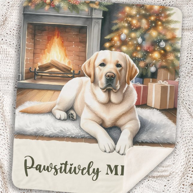 Yellow Labrador - Snow Dog - Yellow Lab Sherpa Blanket (Creator Uploaded)