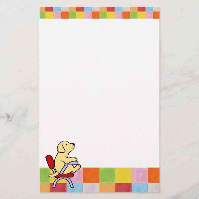 Yellow Labrador Student 1Mosaic Stationery (Front)