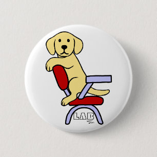 Yellow Labrador Student 3 Cartoon 2 Inch Round Button