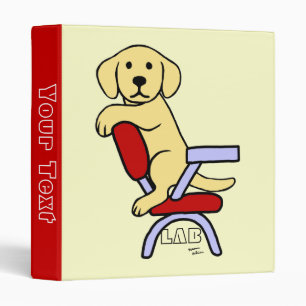 Yellow Labrador Student 3 Cartoon Binder