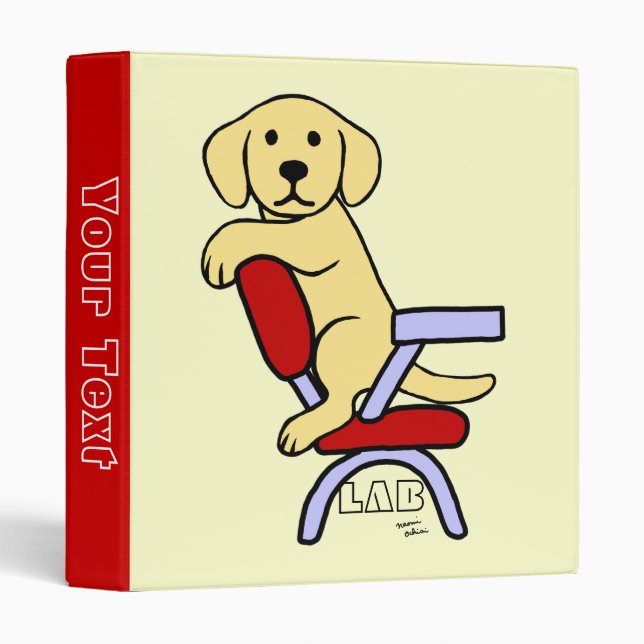 Yellow Labrador Student 3 Cartoon Binder (Front/Spine)