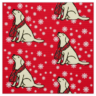 Yellow Labrador Tartan Scarf Fabric