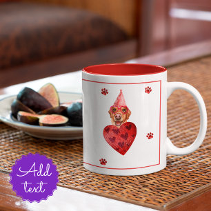Yellow Labrador Valentine's Day Gift Dog Two-Tone Coffee Mug