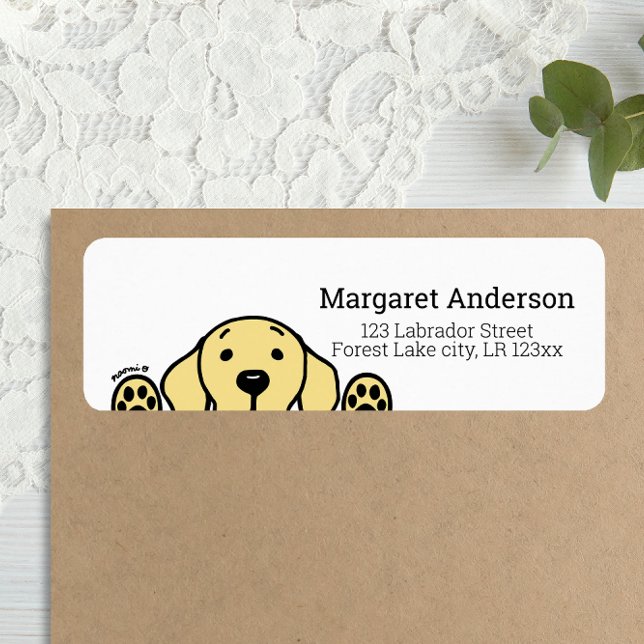 Yellow Labrador Watching You Return Adresse (Yellow Labrador Cartoon Style Return Address Label for Yellow Labrador Owners.)