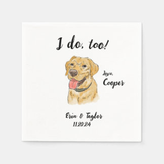 Yellow Labrador Wedding Cocktail Napkin