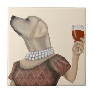 Yellow Labrador Wine Snob Tile