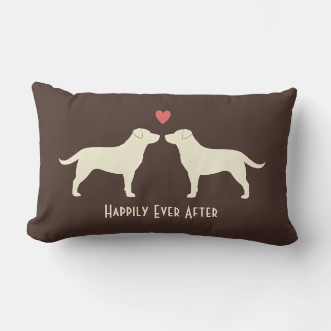 Yellow Labradors Retrievers Happily Ever After Lumbar Pillow (Front)