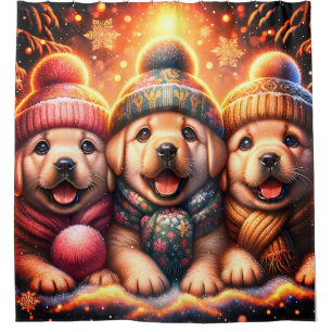 “Yellow Labs’ First Snowfall - Whimsical Winter"