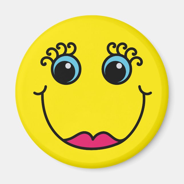Yellow Lady Emoji Face Magnet (Front)