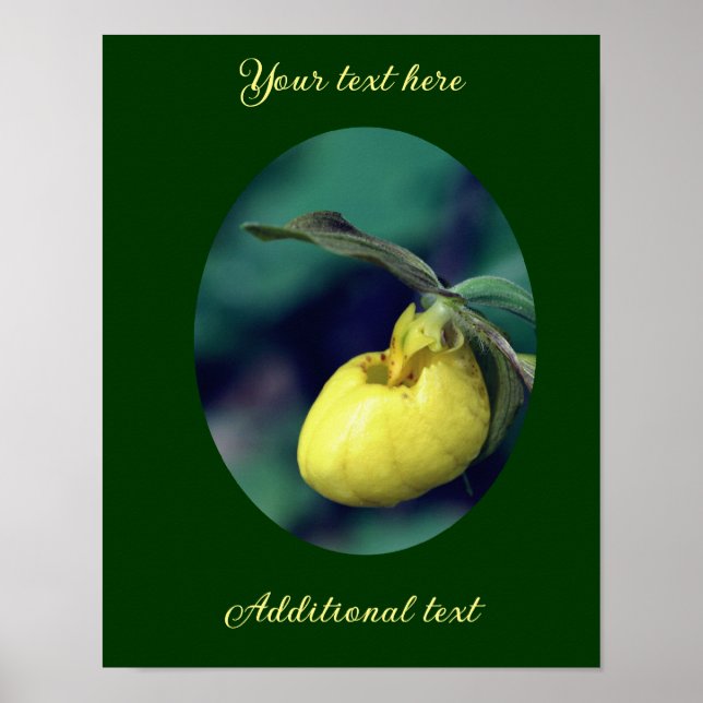 Yellow Lady Slipper Flower Add Your Text Poster (Front)