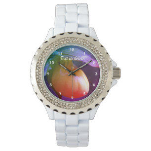 Yellow Lady Slipper Orchid Abstract Personalized   Watch