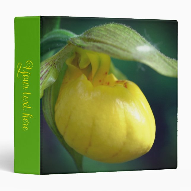 Yellow Lady Slipper Orchid Flower Personalized Binder (Front/Spine)