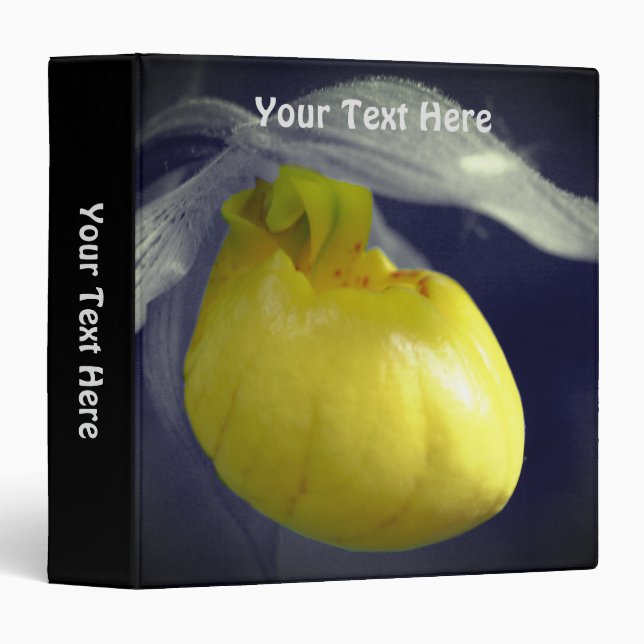 Yellow Lady Slipper Orchid Flower Personalized Binder (Front/Spine)