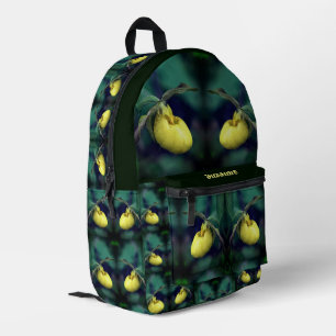 Yellow Lady Slipper Orchid Flower Personalized Printed Backpack