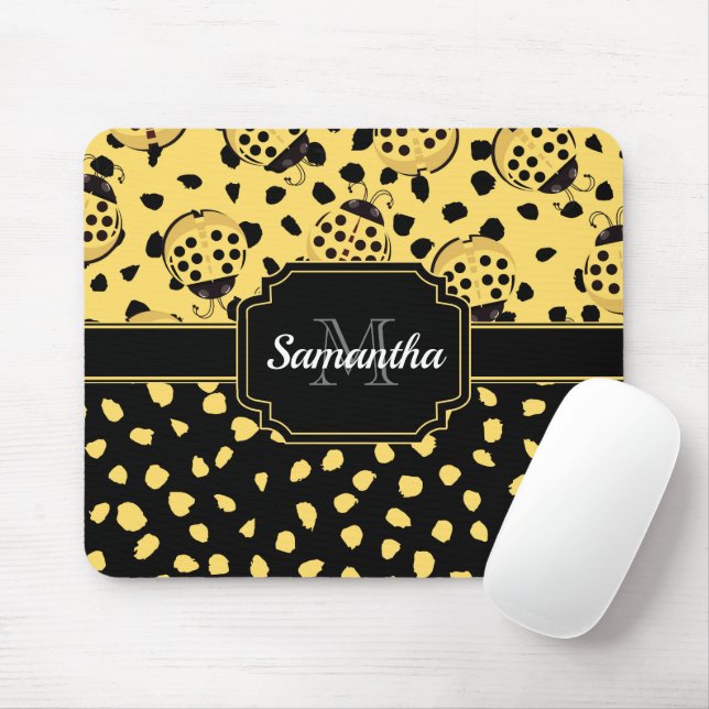 Yellow Ladybugs Mouse Pad (With Mouse)