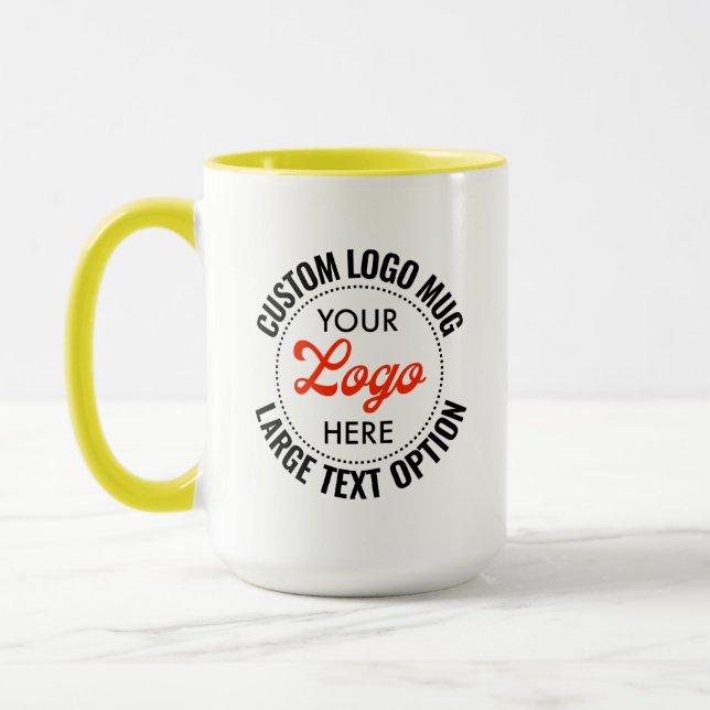 YELLOW Large Text Promotional Combo Logo Mug (Left)
