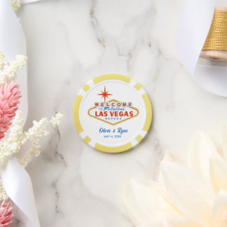 Yellow Las Vegas Poker Chip Wedding Favour