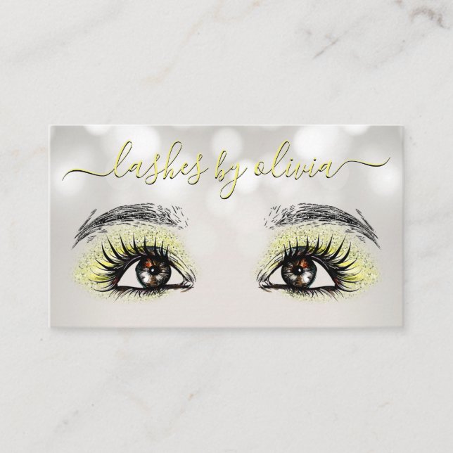 Yellow Lashes Beauty Lash Extension Makeup Artist Business Card (Front)