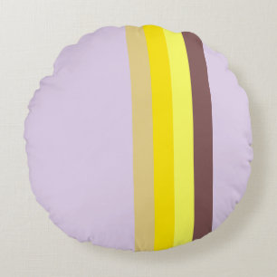 Yellow Lavender Brown Round Pillow