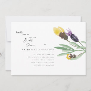 Yellow & Lavender Floral Bridal Shower Invitation