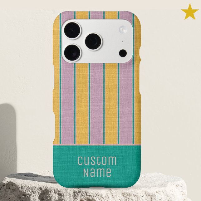 Yellow Lavender Preppy Bold Stripes Custom Name  (Creator Uploaded)