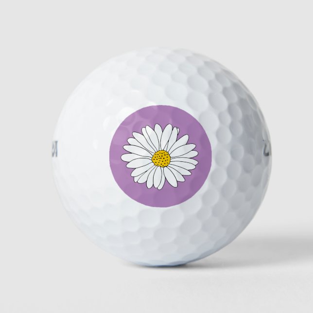 Yellow Lavender & White Daisy  Golf Balls (Front)