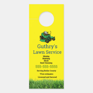 Yellow Lawn Service Door Hanger