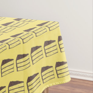 Yellow Layer Cake Slice Chocolate Icing Bake Sale Tablecloth