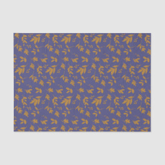 Yellow Leafy Branch on Blue Tissue Paper