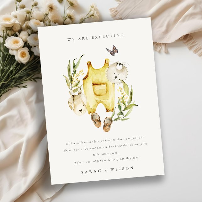 Yellow Leafy Foliage Clothes Baby Announcement (Creator Uploaded)