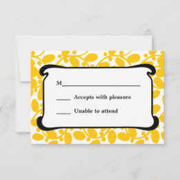 Yellow Leafy RSVP Card