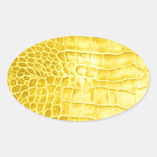 Yellow leather crocodile oval sticker