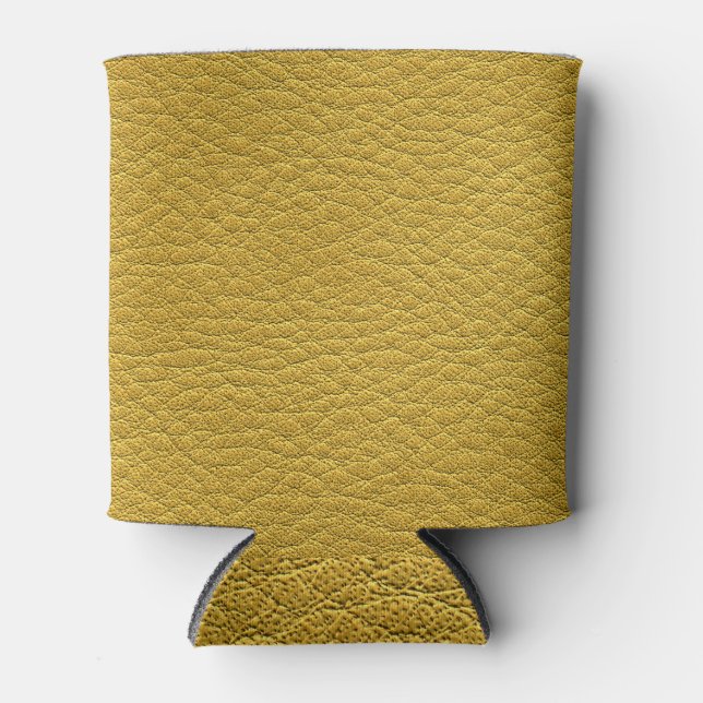Yellow Leather Texture Seamless Closeup Can Cooler (Front)