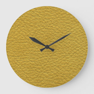 Yellow Leather Texture Seamless Closeup Large Clock