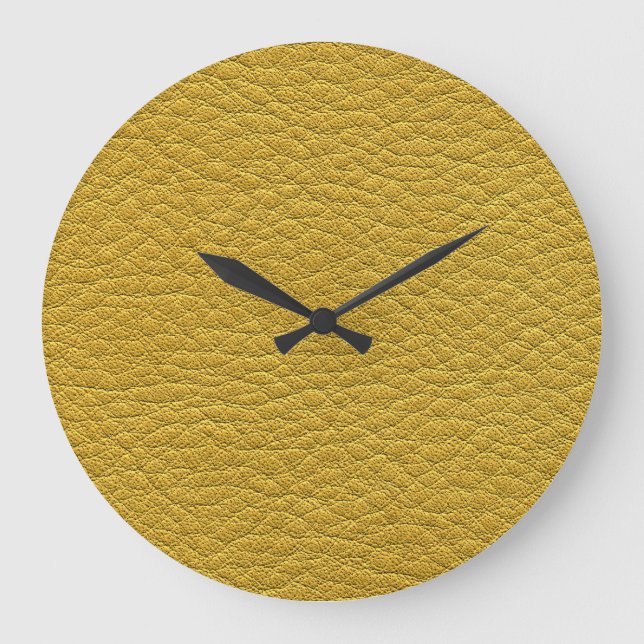 Yellow Leather Texture Seamless Closeup Large Clock (Front)