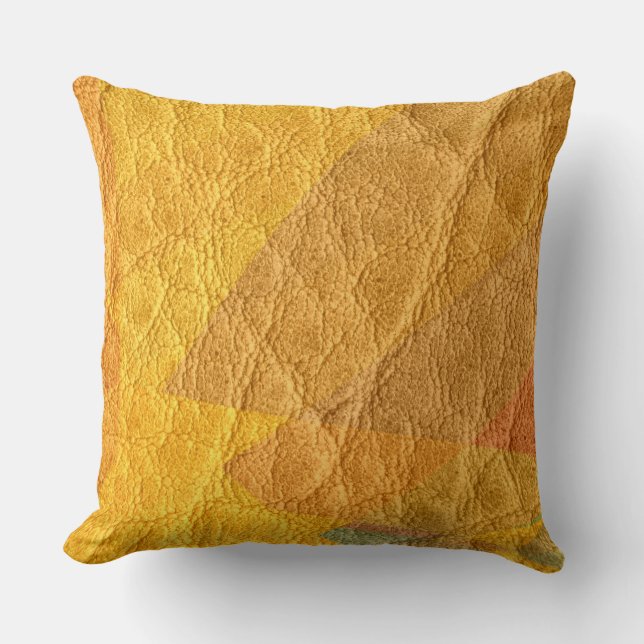 Yellow Leather Throw Pillow (Front)