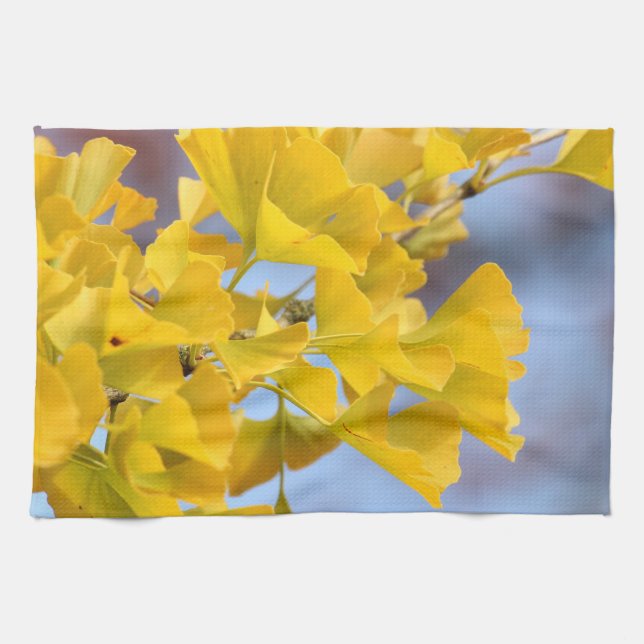 Yellow Leaves Ginkgo Tree Kitchen Towel (Horizontal)
