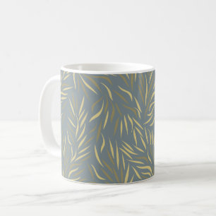 Yellow Leaves Grey Pattern Coffee Mug